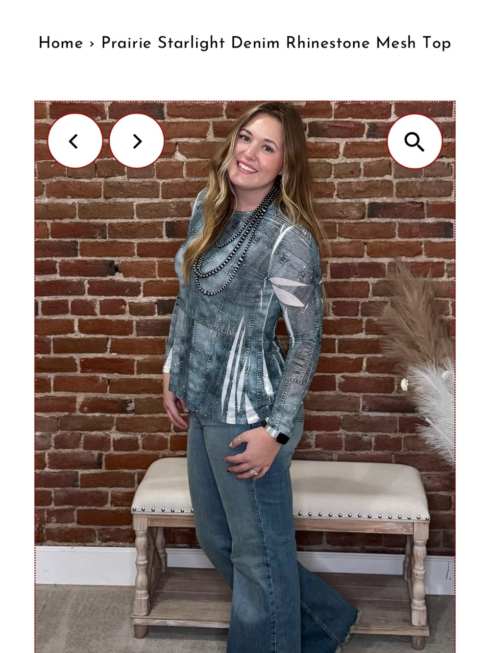 Long sleeve denim blue mesh top with sparkles